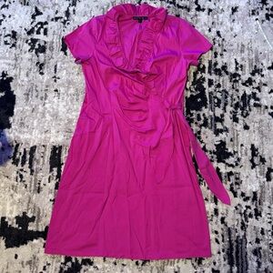 Lafayette 148 New York Pink Ruffled Wrap Dress Size 12